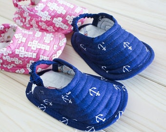 Norman Baby Slipper Sewing Pattern PDF | Fabric Infant Booties | Elastic Heel House Shoes | Easy DIY Baby Shower Gift | US Baby Sizes 1-5