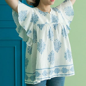 Blusa MOCHA Justina PDF Padrão de costura - 4 tipos de papel (A4, Carta dos EUA, A0, 36"x48")