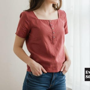 Molde PDF para blusa de gola quadrada Luisa - 4 tipos de papel (A4, US Letter, A0, 36"x48")