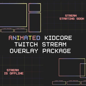 RGB Neon Kidcore Twitch Overlay Package ANIMATED [CUSTOMIZEABLE]