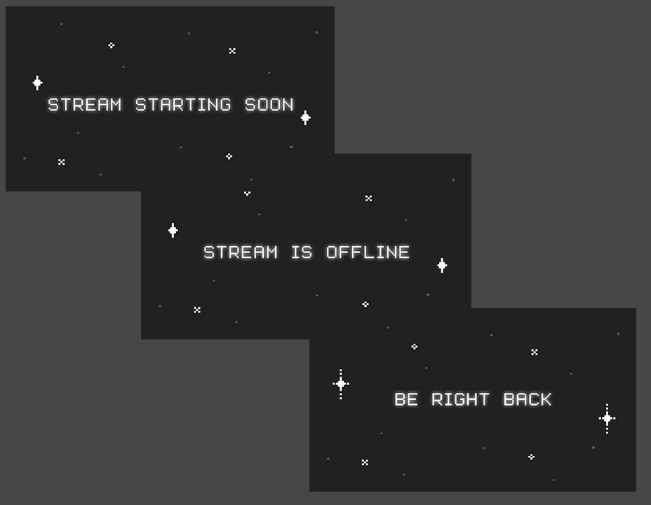 Twitch Stream Overlay Package | Moon and Stars Theme Dark Pixel 8-bit ...