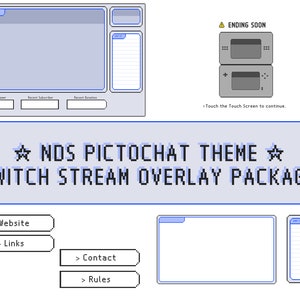 Pakiet nakładki na strumienie Twitch | Motyw Pictochat na konsolę do gier Retro DS Light Pixel 8-Bit z animowanymi pełnymi ekranami