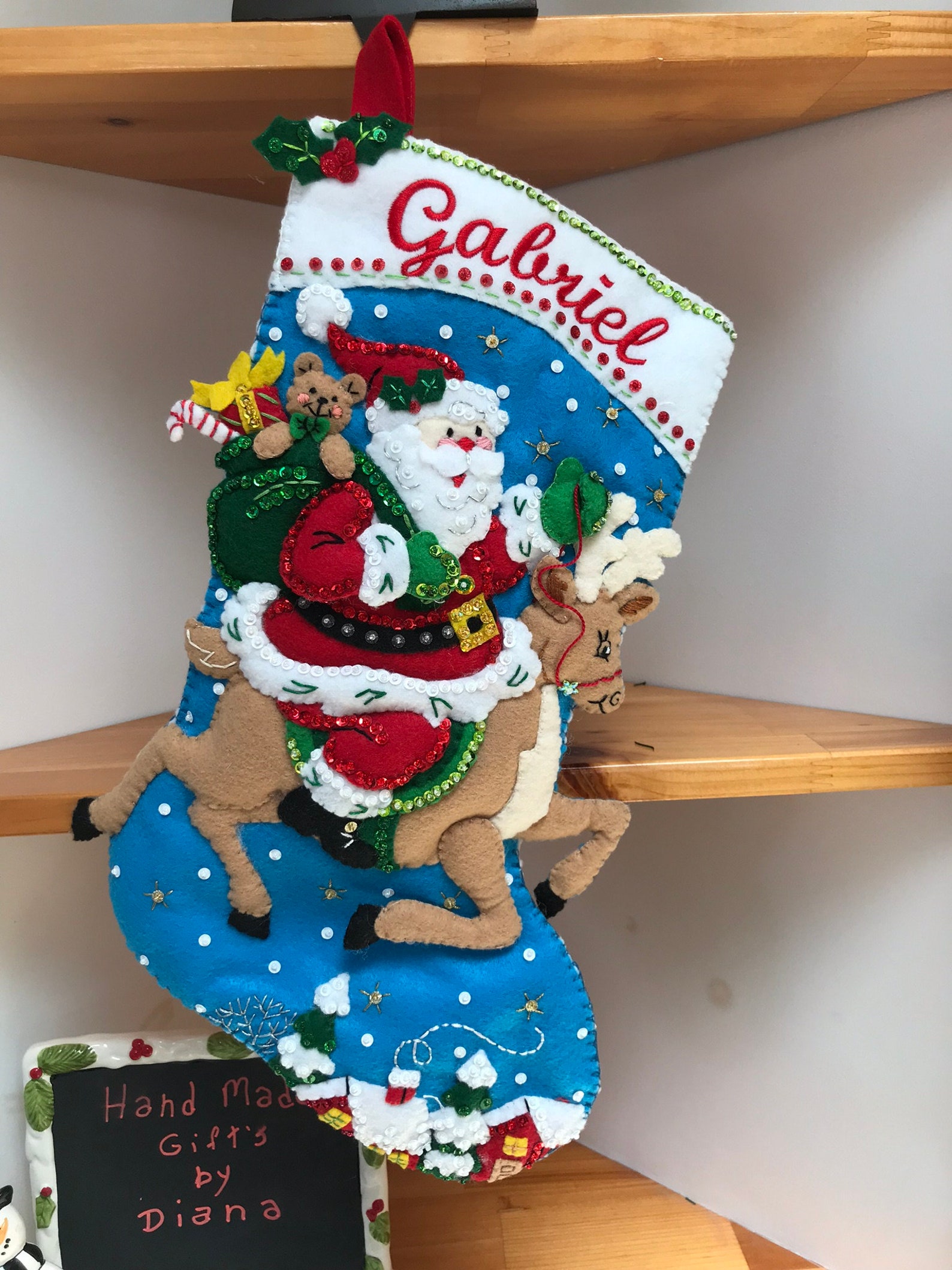 Bucilla Reindeer Santa Finished Christmas Stocking 2023 Etsy