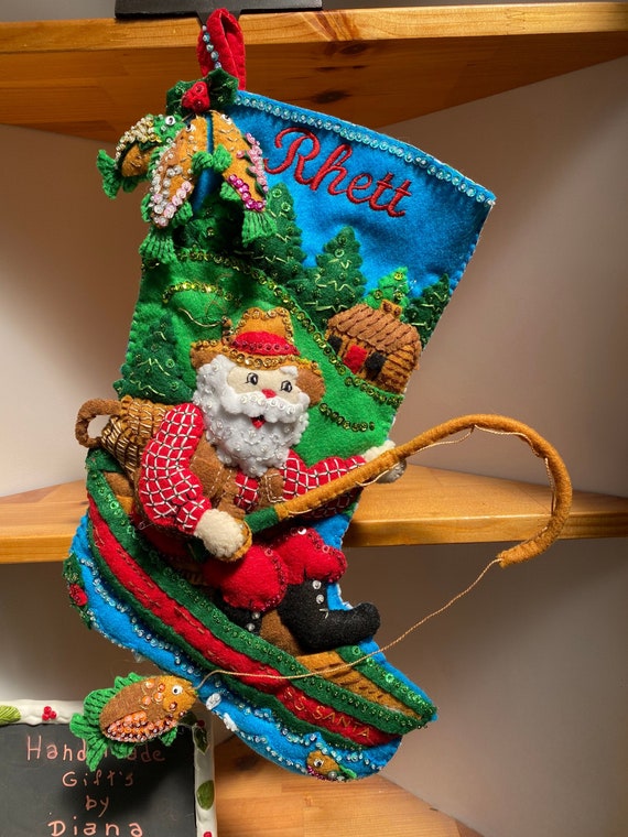 Bucilla Fishing Santa Finished Christmas Stocking 2024 Pre-order