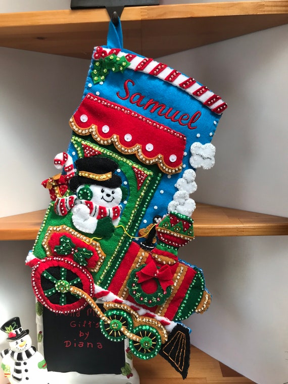 Bucilla CANDY EXPRESS TRAIN Felt Christmas Wall Hanging Kit-Santa Snowman OOP