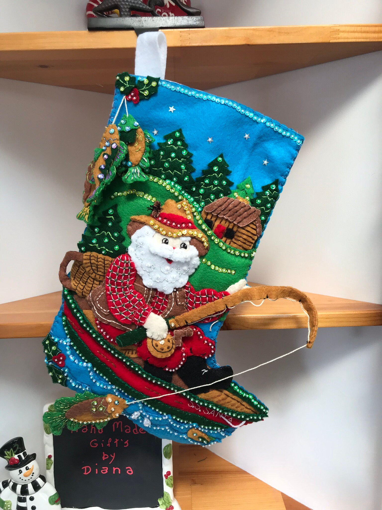 Bucilla Fishing Santa Finished Christmas Stocking 2024 Pre-order 