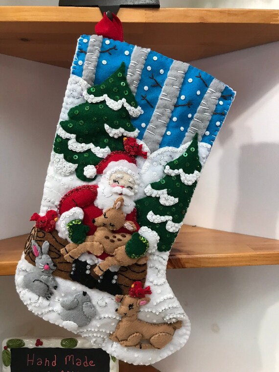 Bucilla 86865 Santas Forest Family Kit Stocking multi