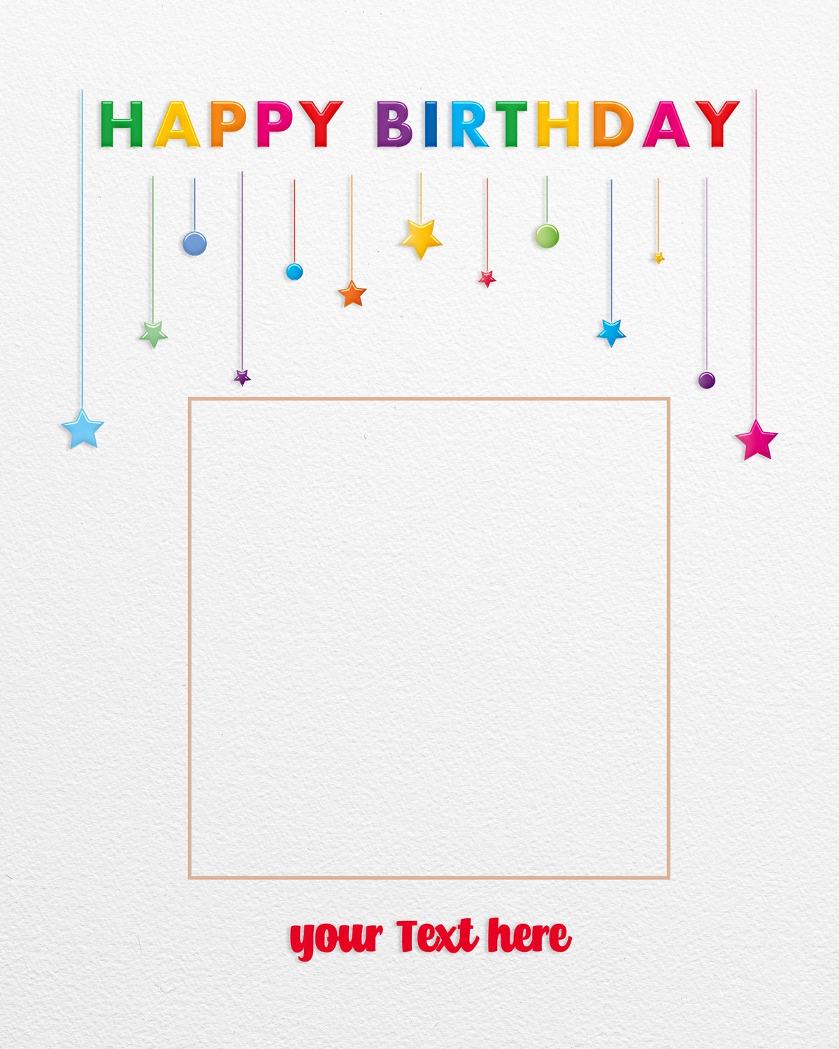 Custom digital card, happy birthday card, template for in