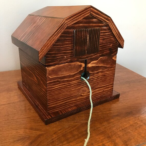 Repurposed Wood Red Barn Yarn Box Etsy