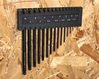 Organizador/soporte de pared para llaves Allen, 1,3 mm a 10 mm, 15 piezas, sin saltos