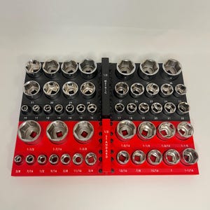 1/2 Drive Sockel Trays NO SKIPS 3/8 Zoll - 1-1 / 2 Zoll & 10 mm - 38 mm Gridfinity kompatibel (Steckfassungen nicht im Lieferumfang enthalten) Für Tekton oder alle Chrome-Steckdosen