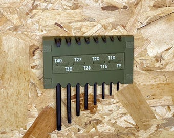 Organizador/soporte de almacenamiento para llaves Torx de montaje en pared T9 - T40, 8 piezas