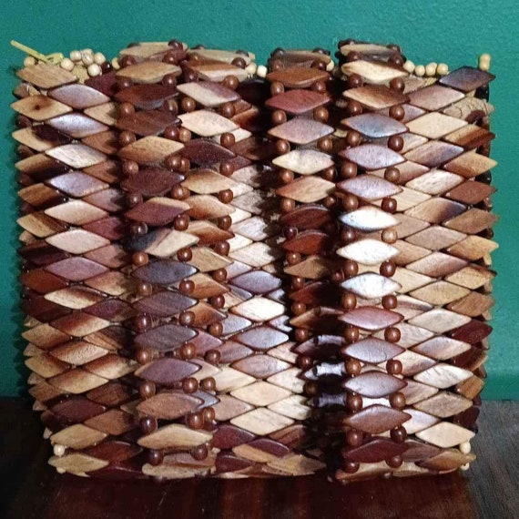 Vtg Handmade wooden purse Brazil
