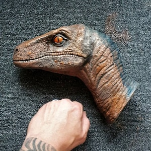 Raptor Bust Prop Jurassic Park Blue Style