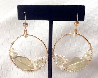 Lemon Fancy Cut Quartz Gold Filled Earring, Yellow Quartz Earrings