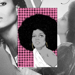 Diana Ross Postcard, Impression de carte postale mate Rock Star 4x6 des années 1970/1980