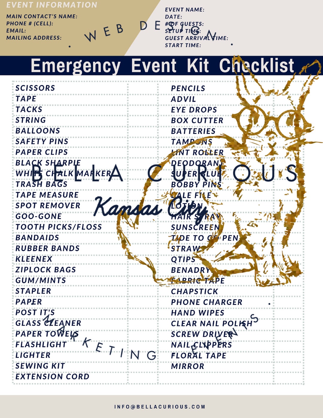 Emergency Event Kit Checklist Etsy