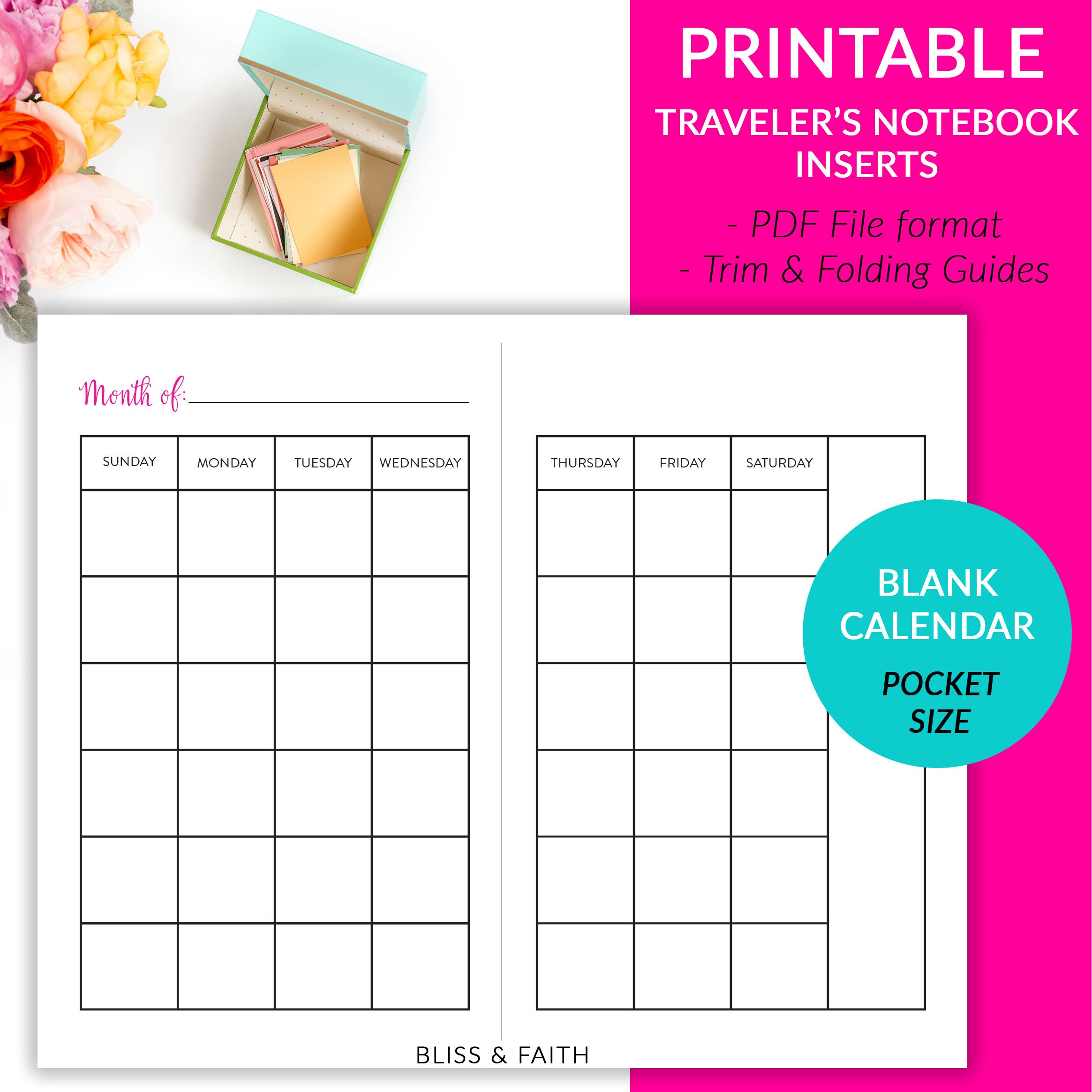 Printable Pocket Size Traveler's Notebook Inserts Blank | Etsy