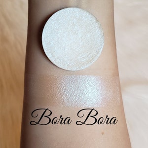 Pressed & Loose Highlighter [Bora Bora] White Blue Highlight, Handmade, Cheek, Inner Corner, or Brow Bone, Magnetic Pan [BellavoniCosmetics]