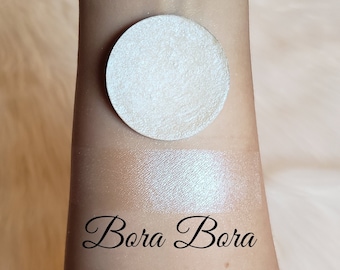 Pressed & Loose Highlighter [Bora Bora] White Blue Highlight, Handmade, Cheek, Inner Corner, or Brow Bone, Magnetic Pan [BellavoniCosmetics]