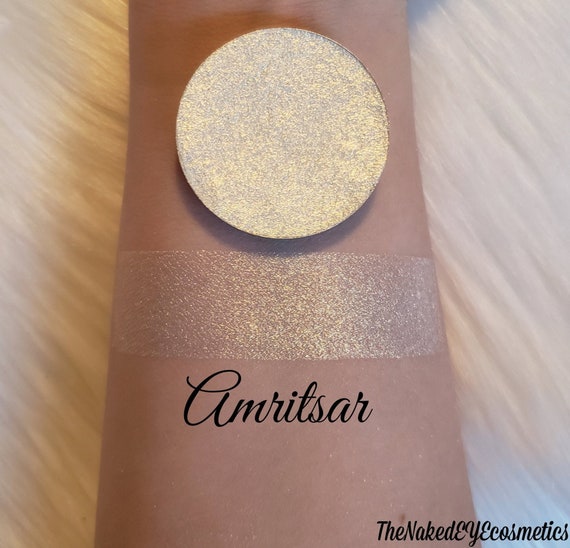 Pressed & Loose Highlighter [Amritsar] Warm White Gold, Handmade, Cheek, Inner Corner, or Brow Bone, Magnetic Pan [BellavoniCosmetics]
