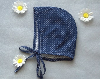 Baby Bonnet ||Blue bonnet|  Reversible Bonnet | Vintage baby bonnet | Toddler Bonnet 3-6 months | Spring bonnet | Bonnet with lace