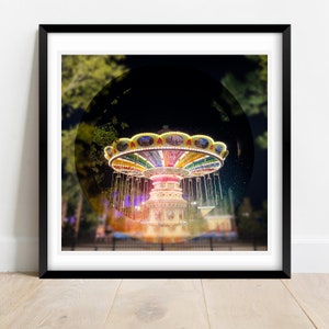 Nursery Decor, Nursery Wall Art, Merry Go Round Print, Carnival Print, Square Print, 12x12 Art Print