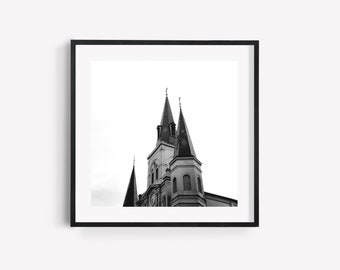 St. Louis Cathedral Print: New Orleans Art, French Quarter, Black and White Photography