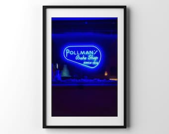 Impression d'enseigne au néon Pollman's Bake Shop : mobile, oeuvre d'art en Alabama