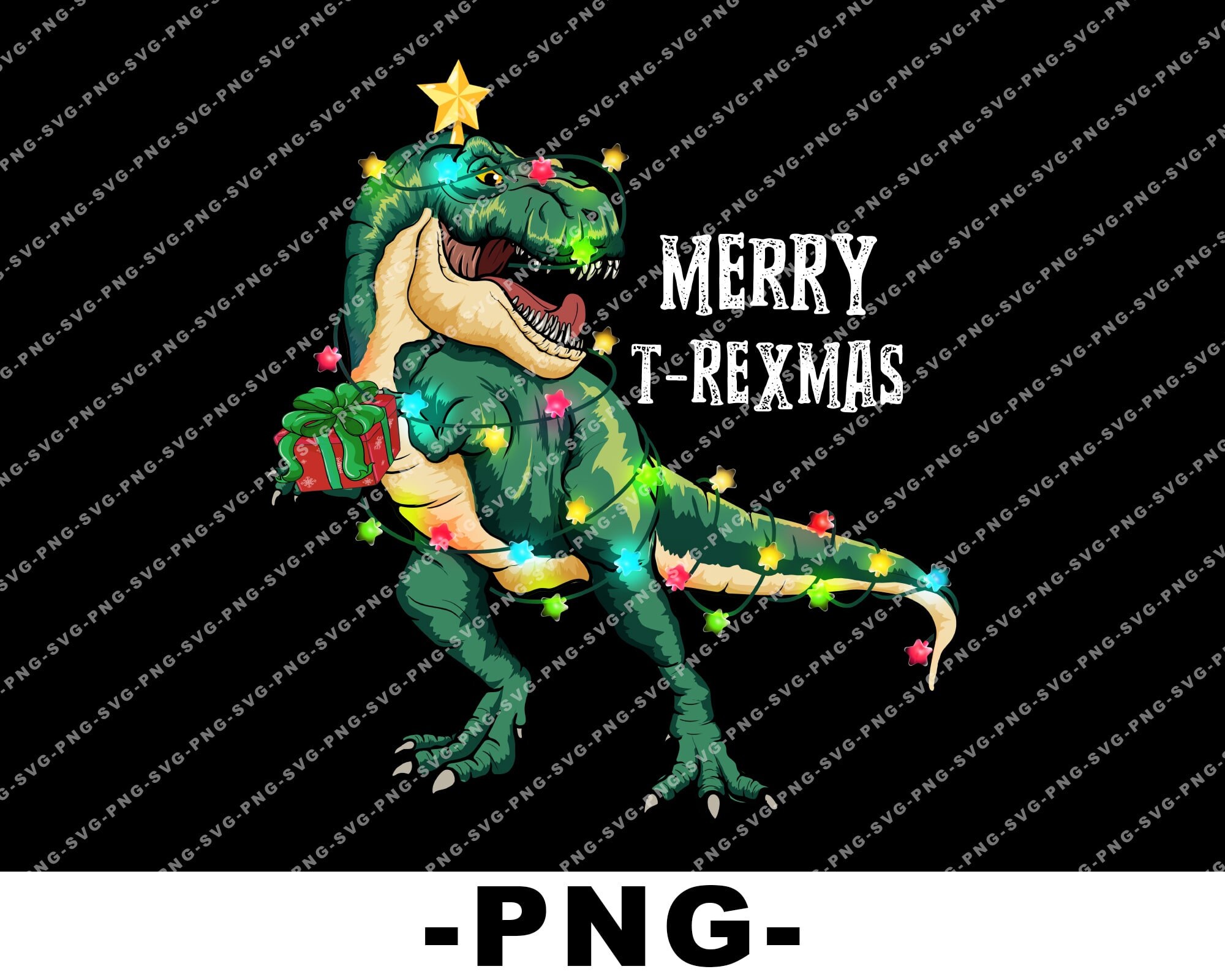 Christmas Dinosaur Merry TRexmas PNG Christmas Tree Rex Etsy
