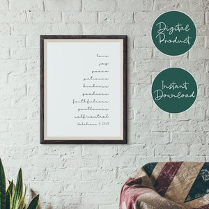 Fruit of the Spirit Printable, Galatians 5 22, Scripture Wall Art Print, Bible Verse Digital Print, Inspirational Christian Wall Decor