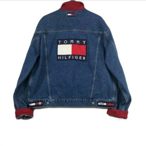 tommy hilfiger big logo denim jacket