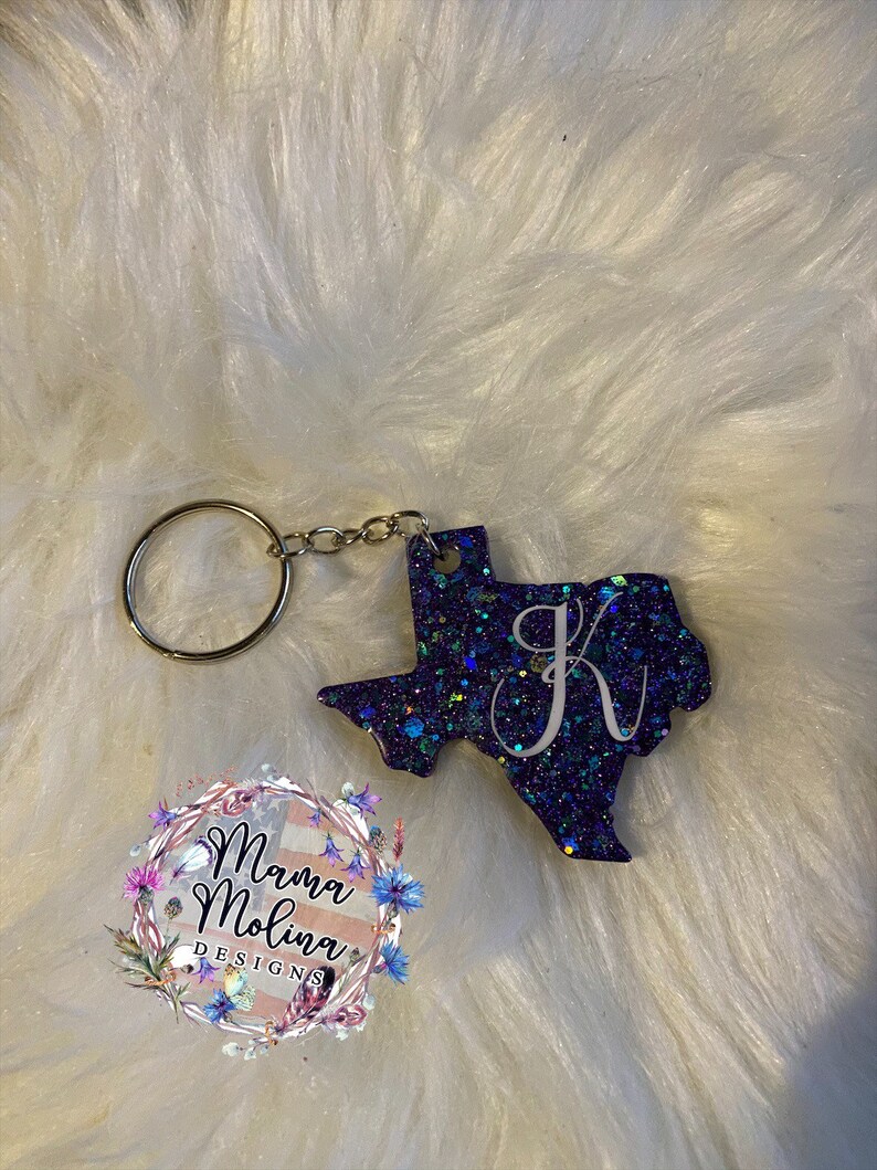 Glitter Texas Keychain