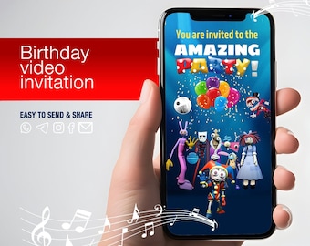 Circus Video Invitation - The Amazing Digital Circus theme, Personalized, Photo and Sound INCLUDED, Animated Invite, Digital Invitation