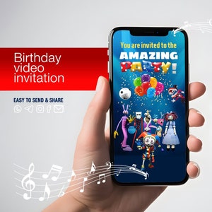 Circus Video Invitation - The Amazing Digital Circus theme, Personalized, Photo and Sound INCLUDED, Animated Invite, Digital Invitation