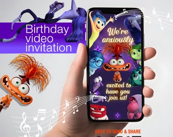 Personalized Inside Out 2 Birthday Video Invitation with Photo (Digital)