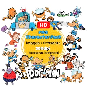 Dog Man Cartoon HD PNG Bundle | 300 DPI Transparent Background Images for Instant Download