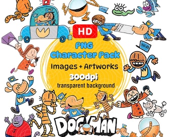 Dog Man Cartoon HD PNG Bundle | 300 DPI Transparent Background Images for Instant Download