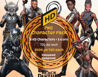 Black Panther HD PNG Character Pack | Up to 3000px tall Each  | Transparent Background