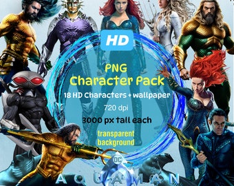 Aquaman HD PNG Character Pack | 18 Characters | Up to 3000 tall each  | Transparent Background