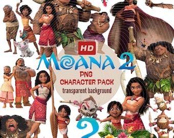 Moana 2 Character PNG Bundle: Transparent Clipart, Digital Download