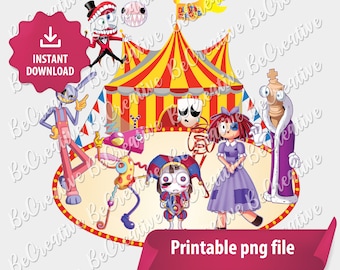 Digital Circus PNG: Pomni, Jax, Caine, Ragatha (download digitale)