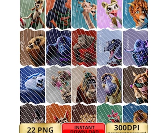 Goat Movie Character Clipart PNG Bundle, Ripped Paper Sports Animals, Basketball Goat Gorilla Panther Giraffe, DTF Shirt Design, 300 DPI