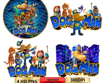 Dog Man Characters PNG Bundle - 4 HD Images, 300 DPI, Transparent Background