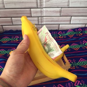 Monedero de plátano / Monedero de cambio / bolso de viaje / billetera de monedas / bolsa de monedas / bolso pequeño / billetera pequeña / bolsa con cremallera / bolsa con cremallera