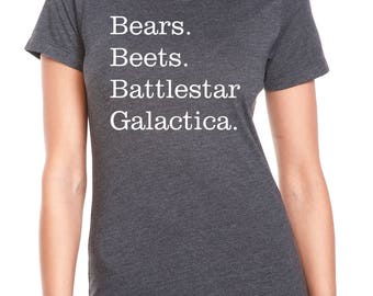 The Office &quot;Bears Beets Battlestar Galactica.&quot; Womens Jr. Fit T-Shirt