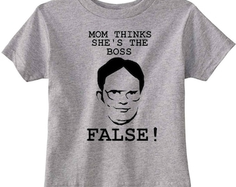 The Office Toddler "Dwight Mom Thinks Shes The Boss" Shirt Tees Baby Clothes