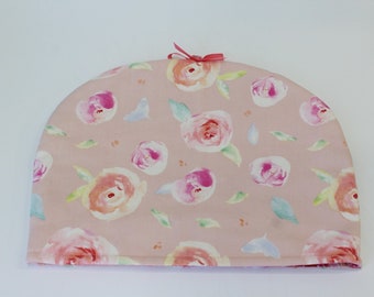Pink water color floral pattern tea cozy