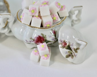 Cubes/ Decorated pink Flower Sugar Cubes /Tea Parties/Sugar Cubes/Sugar/Flower Sugar Cubes/Tea