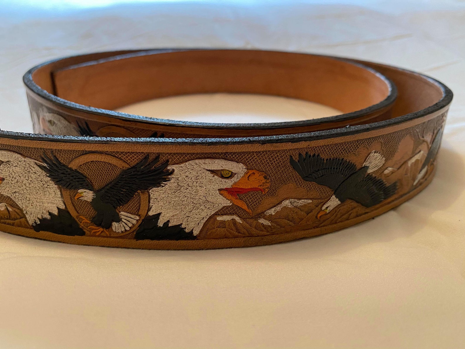 Hand painted leather eagle belt leather belts that are hand Etsy